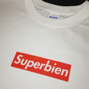 Gildan custom Superbien white Sup Tshirt S to XL